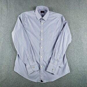 UNTUCKit Shirt Mens L Blue Plaid Slim Fit Nylon Button Down Performance Stretch